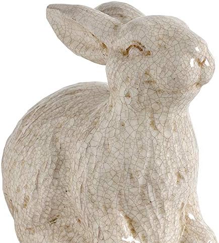Benjara Çatırdayan Dokulu Dekoratif Seramik Tavşan Heykelcik, Beyaz