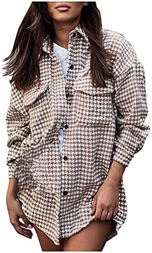 PRDECEXLU Sonbahar Balo Y2k Gömlek Bayanlar Uzun Kollu Polyester Sıcak Palto Konfor Kontrol V Yaka Zip Giyim