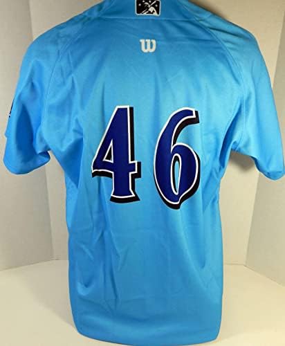 2017 Clearwater Harman Makineleri 46 Oyun Yayınlanan Mavi Jersey Prostat Kanseri Gece 46 4-Oyun Kullanılan MLB Formaları