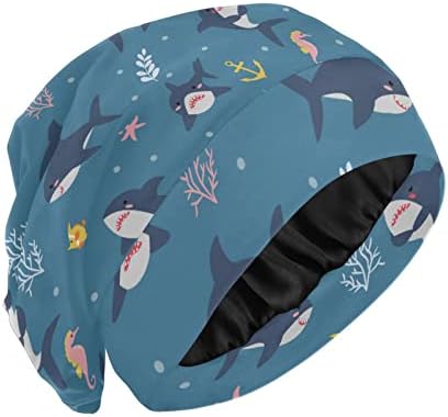 Uyku Kap Sevimli Köpekbalıkları Denizatı Balık Deniz Bitkileri Saten Astarlı Kap Pamuk hımbıl bere Kafatası Kap Gece