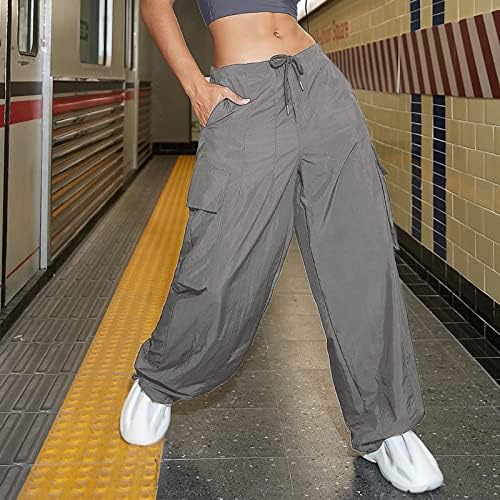 KEUSN Kadın Kargo Pantolon Yüksek Belli Baggy Paraşüt Pantolon Kadınlar için Çoklu Cepler Gevşek Baggy Pantolon Streetwear