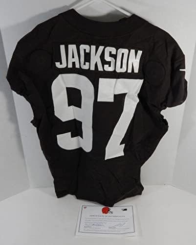 2020 Cleveland Browns Malik Jackson 97 Oyun Kullanılmış Kahverengi Antrenman Forması 44 503-İmzasız NFL Oyun Kullanılmış