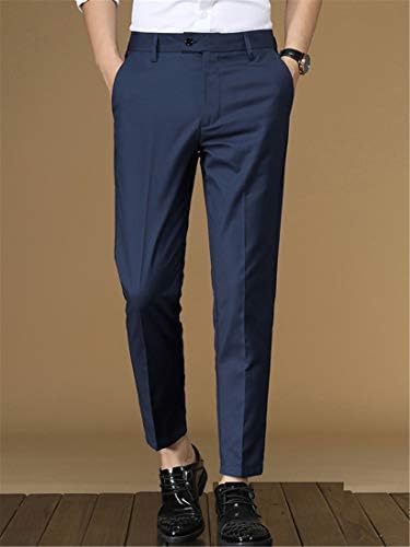 Andongnywell erkek Premium Orta Bel Slim Fit Pantolon Erkek Iş Ince Dokuz Dakika Genç günlük pantolon