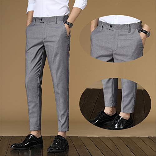 Andongnywell erkek Premium Orta Bel Slim Fit Pantolon Erkek Iş Ince Dokuz Dakika Genç günlük pantolon