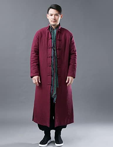 NFYM erkek Kış MaxiJacket Pamuk Kapitone Palto Geleneksel Çin Tang Takım Elbise Tarzı Sıcak Parka Dış Giyim