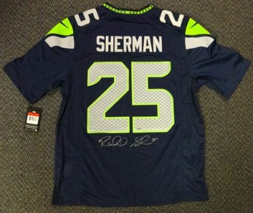 Seattle Seahawks Richard Sherman İmzalı Mavi Nike Dimi Jersey Boyutu L RS Holo Stok 94463-İmzalı NFL Formaları