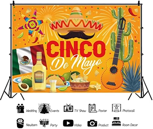 DORCEV 20x10ft Meksika Fiesta Tema Fotoğraf Backdrop Meksika Kaktüs Gitar Parti Arka Plan Cinco de Mayo Renkli Bayraklar