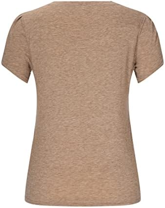 Yaz T Gömlek Kadınlar için Crewneck Petal Kollu Bluz Baskı Tee Tops Katı Casual Gömlek