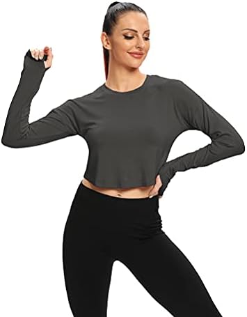 Mıppo Bayan Uzun Kollu Kırpma Üstleri Egzersiz spor gömlekler Başparmak Deliği ile