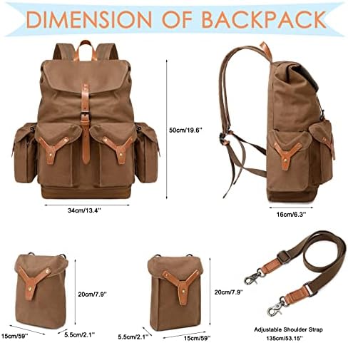 G-FAVOR seyahat sırt çantası Erkekler Kadınlar için, 40L Ekstra Büyük keten sırt çantası Yüksek Yoğunluklu Ayrılabilir