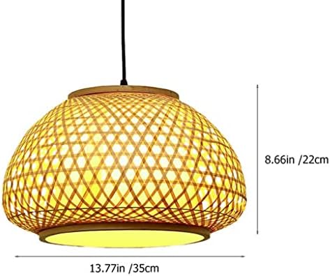 ZSEDP 1 Adet klasik avize dekoratif dokuma bambular ışık rustik çatı lambası (haki)