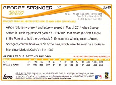 2014 Topps Güncelleme Beyzbol ABD-10 George Springer Çaylak Kartı