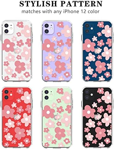 Lovmooful iPhone 12 için Uyumlu Kılıf Sevimli Şeffaf Çiçek Çiçek Renk Tasarımı Kızlar Kadınlar için Yumuşak TPU Darbeye