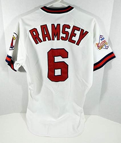 1989 California Angels Mike Ramsey 6 Oyun Kullanılmış Beyaz Forma All Star Oyunu P 996 - Oyun Kullanılmış MLB Formaları
