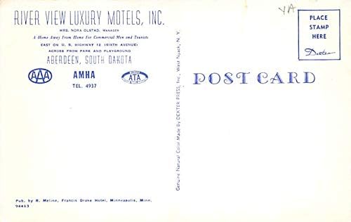 Nehir Manzaralı Lüks Moteller Inc Aberdeen, Güney Dakota SD Kartpostallar