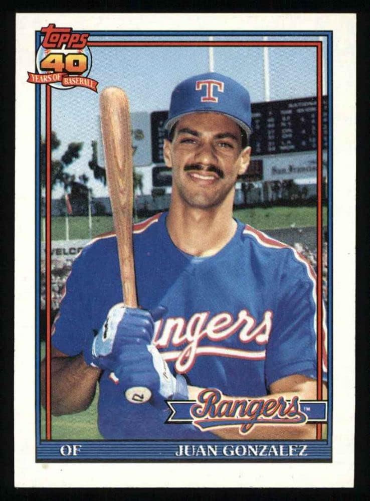 1991 Topps 224 Juan Gonzalez Teksas Korucuları (Beyzbol Kartı) NM / MT Korucuları