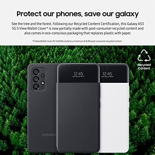 SAMSUNG Galaxy A53 5G Akıllı S Görünüm Cüzdan Kapak, Koruyucu, Çevre Dostu Telefon Kılıfı ile Gizli Kart Cebi, ABD
