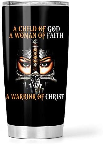 Bir Çocuk Tanrı Bir Kadın İnanç Bir Savaşçı Mesih Paslanmaz Çelik Bardak 20 oz Seyahat Kupa