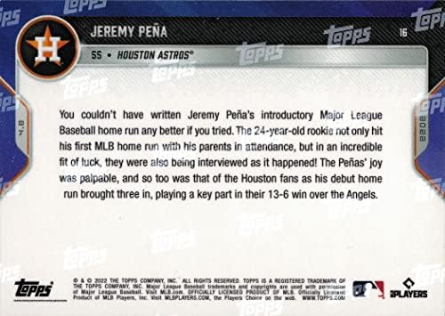 2022 Topps Now Beyzbol 16 Jeremy Pena Çaylak Kartı-Ebeveynlerin Röportajı Sırasında 1. Kariyer Evine Koşuyor