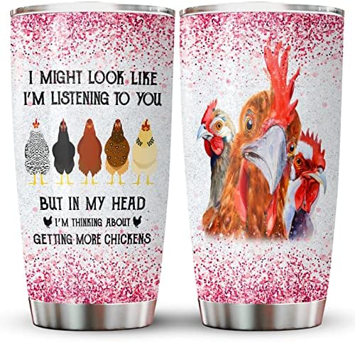 34HD Hediyeler Kadınlar için, Komik Tavuk Aile Glitter Tumbler kapaklı bardak, Tavuklar Seyahat Kahve Kupaları, tavuk