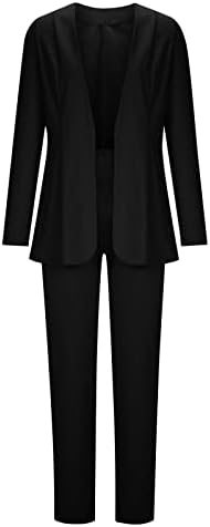 Bayan İş 2 Parça Kıyafetler Gümrükleme-Kadın İş 2 Parça Uzun Kollu Coats Tops Katı Uzun Pantolon Setleri