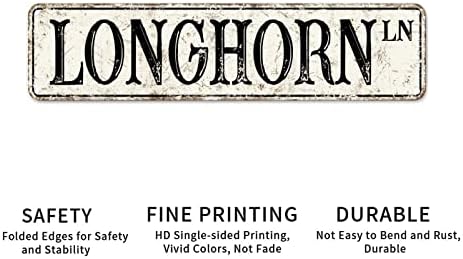 Longhorn Özel Sokak İşareti Longhorn Metal İşareti Vintage Longhorn Dekor Metal Tabela Çiftlik Evi Metal Duvar Sanatı