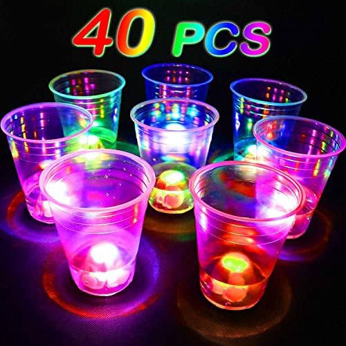 40 Pcs Parlayan parti bardakları için Kapalı Açık Parti Olay Eğlenceli, Paketi ile Yanıp Sönen renk Parlak Glow-İn-The-Koyu