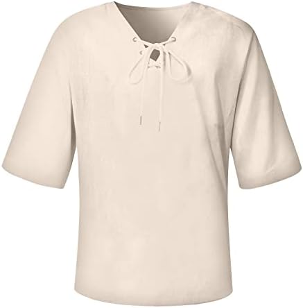 Erkek T-shirt Artı Boyutu V Boyun Yaz Bluzlar Düz 3/4 Kollu Rahat fit Tişörtü 2023 Rahat Komik Üstleri