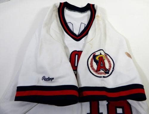 1987 California Angels Urbano Lugo 18 Oyun Kullanılmış Beyaz Forma 44 DP22398 - Oyun Kullanılmış MLB Formaları