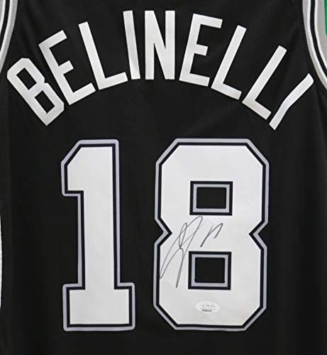 Marco Belinelli San Antonio Spurs İmzalı Siyah 18 Forma JSA COA İmzaladı