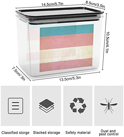 Vintage Transseksüel Bayrak saklama kutusu Plastik Gıda Organizatör Konteyner Kutuları kapaklı Mutfak için