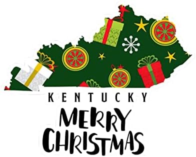 Kentucky Ev Devlet Noel Çıkartmaları Merrry Noel Kentucky Haritası Araba Çıkartması Noel Dekorasyon Pencere Çıkartması