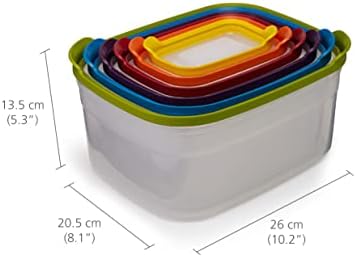 Joseph Joseph Yuva Plastik Gıda Saklama Kapları Kapaklı Set Hava Geçirmez Mikrodalga Güvenli, 12 Parça, Çok renkli