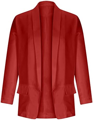 Bayan Blazer Ceket Rahat Açık Ön Gevşek Fit Uzun Kollu Ofis iş elbisesi Ceket Yaka Sonbahar Kış Giyim Cep
