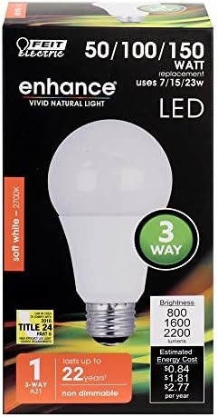 Feit Elektrikli 150W LED Ampul, Ayarlanabilir Watt 50/100/150 Eşdeğeri, A21 LED Ampul, Kısılabilir Değil, 22 Yıl Ömür,