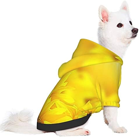Sarı Ayçiçeği Pet Köpek Hoodies-Yumuşak ve Sıcak Köpek Hoodie Kazak, soğuk Hava Giysileri XS-XXL Köpekler Kış Ceket