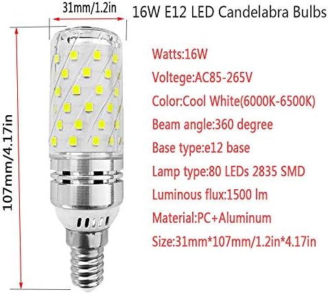 E12 LED Mısır Ampuller 16 W AC85-265V LED Şamdan Ampul (4 Paket) 80 LEDs 2835 SMD 1500LM 120 W Akkor Eşdeğer Dekoratif