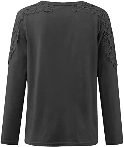 Kadınlar için kısa Kollu Gömlek, rahat Dantel Uzun Kollu T Shirt Zarif Crewneck Grafik Tees Şık Tunik Bluzlar