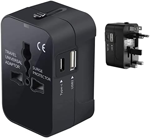 Seyahat USB Plus Uluslararası Güç Adaptörü 3 Cihaz için Dünya Çapında Güç için Celkon A64 ile uyumlu USB TypeC, USB-A
