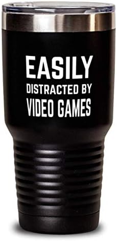 ODDİTEES Komik Video Oyun Tumbler Kolayca Dikkati Video Oyunları Tumbler 30oz Paslanmaz Çelik Siyah