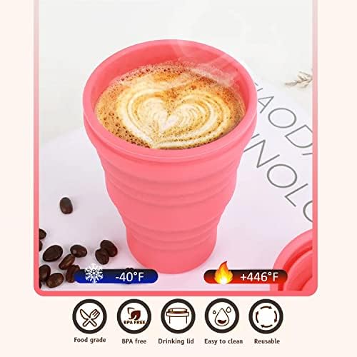 HOGOWARE seyahat kahve kupa katlanabilir bardak yalıtımlı bardak smoothie kapaklı silikon yeniden kullanılabilir katlanabilir
