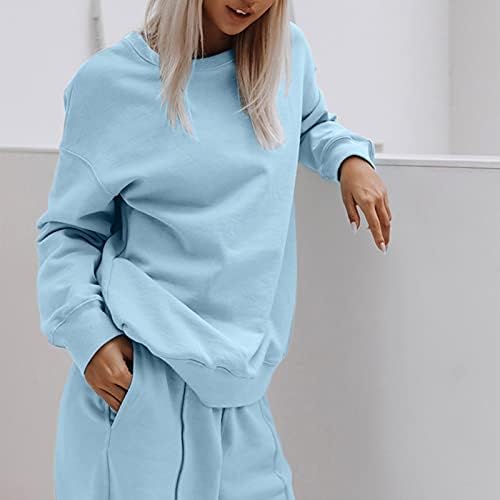 2 Parça Kıyafetler Kadın Salonu Seti Rahat Hoodie Seti Uzun Kollu Kazak Tişörtü Sweatpant Egzersiz Eşofman Eşofman