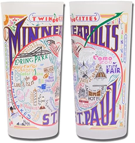 Catstudio Minneapolis ve St. Paul İçme Bardağı | Buzlu Bir Bardağa Basılmış Coğrafyadan İlham Alan Sanat Eserleri
