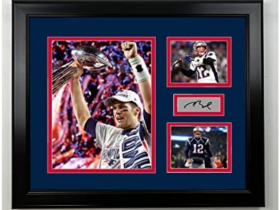 Çerçeveli Tom Brady New England Patriots Faks Lazer Kazınmış İmza Futbol 15x 12 3 Fotoğraf Kolaj
